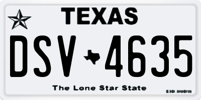 TX license plate DSV4635