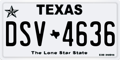 TX license plate DSV4636