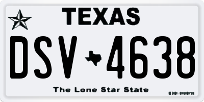 TX license plate DSV4638