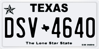 TX license plate DSV4640