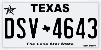 TX license plate DSV4643