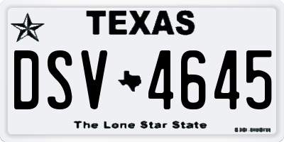 TX license plate DSV4645