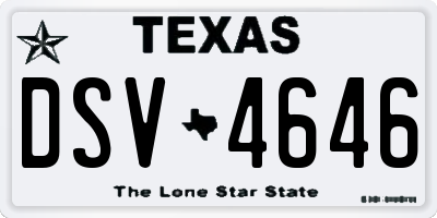 TX license plate DSV4646