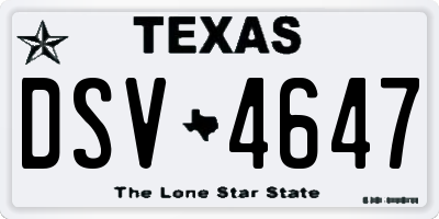 TX license plate DSV4647