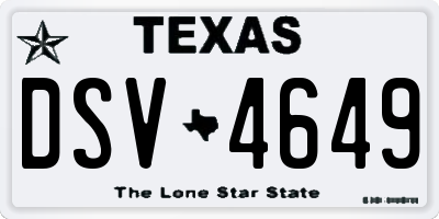 TX license plate DSV4649