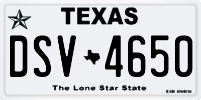 TX license plate DSV4650