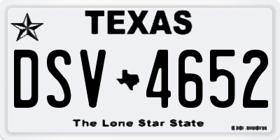 TX license plate DSV4652