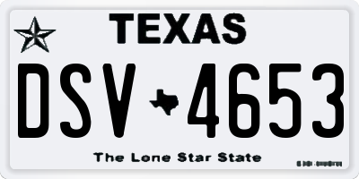 TX license plate DSV4653