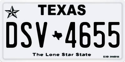 TX license plate DSV4655