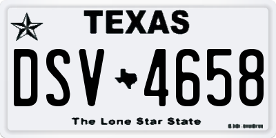 TX license plate DSV4658