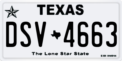 TX license plate DSV4663
