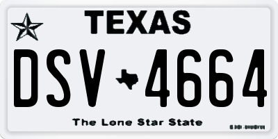 TX license plate DSV4664