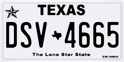 TX license plate DSV4665