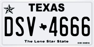 TX license plate DSV4666