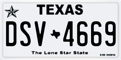 TX license plate DSV4669