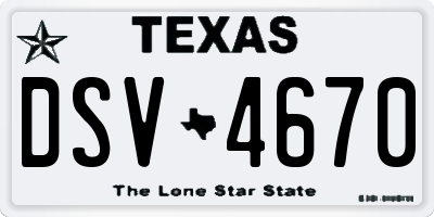 TX license plate DSV4670