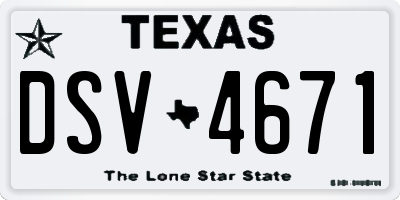 TX license plate DSV4671