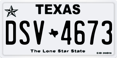 TX license plate DSV4673