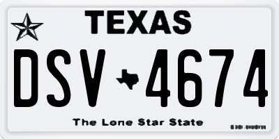 TX license plate DSV4674