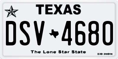 TX license plate DSV4680
