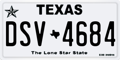 TX license plate DSV4684