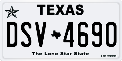 TX license plate DSV4690