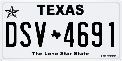 TX license plate DSV4691