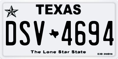 TX license plate DSV4694