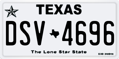 TX license plate DSV4696