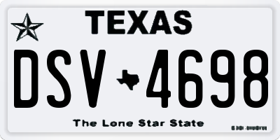 TX license plate DSV4698