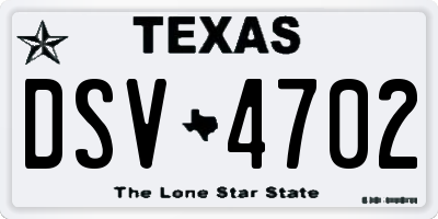 TX license plate DSV4702
