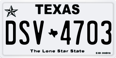 TX license plate DSV4703