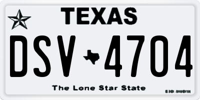 TX license plate DSV4704
