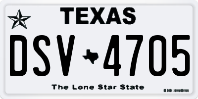 TX license plate DSV4705