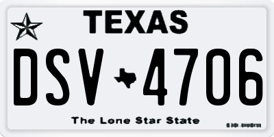 TX license plate DSV4706