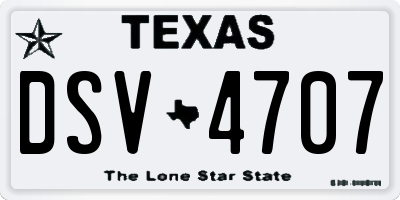 TX license plate DSV4707
