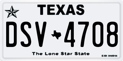 TX license plate DSV4708