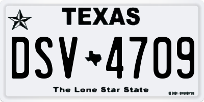 TX license plate DSV4709