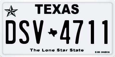 TX license plate DSV4711