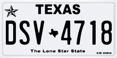 TX license plate DSV4718