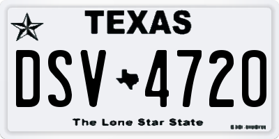 TX license plate DSV4720
