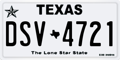 TX license plate DSV4721