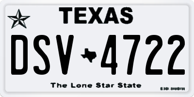 TX license plate DSV4722