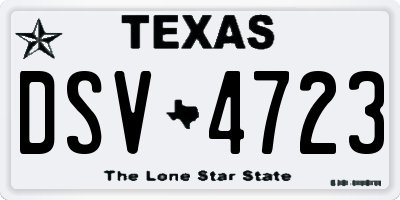 TX license plate DSV4723