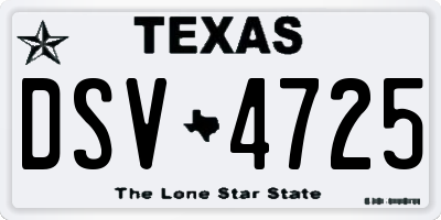 TX license plate DSV4725