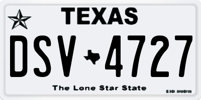 TX license plate DSV4727