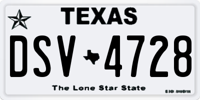 TX license plate DSV4728