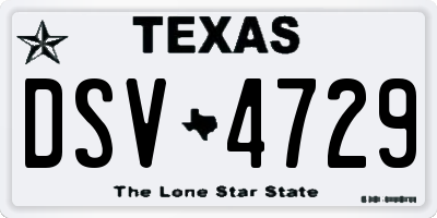 TX license plate DSV4729