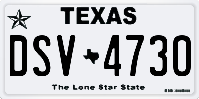TX license plate DSV4730