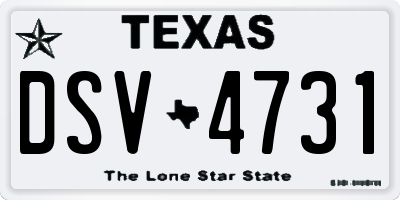 TX license plate DSV4731